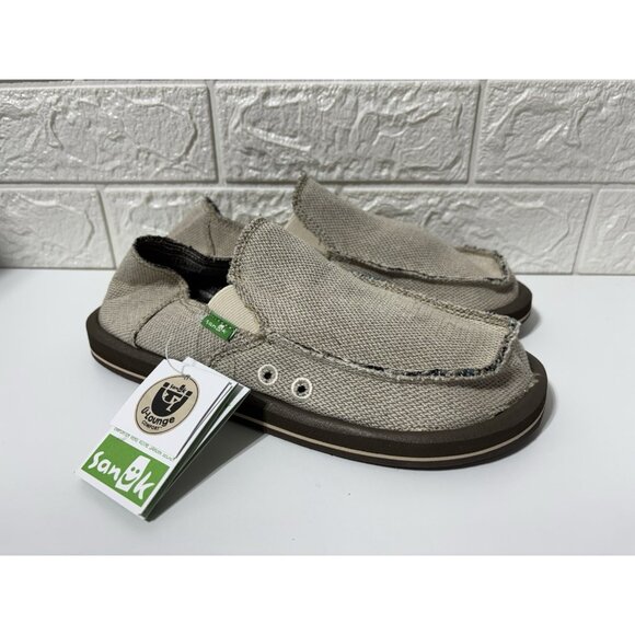 Sanuk SMF1010 Hemp Slip-On Loafer Shoes Natural Beige Men's 6 - Picture 1 of 8